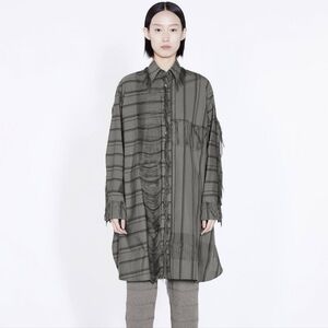 JNBY Grey Fringed Cotton Oversized Shirt S